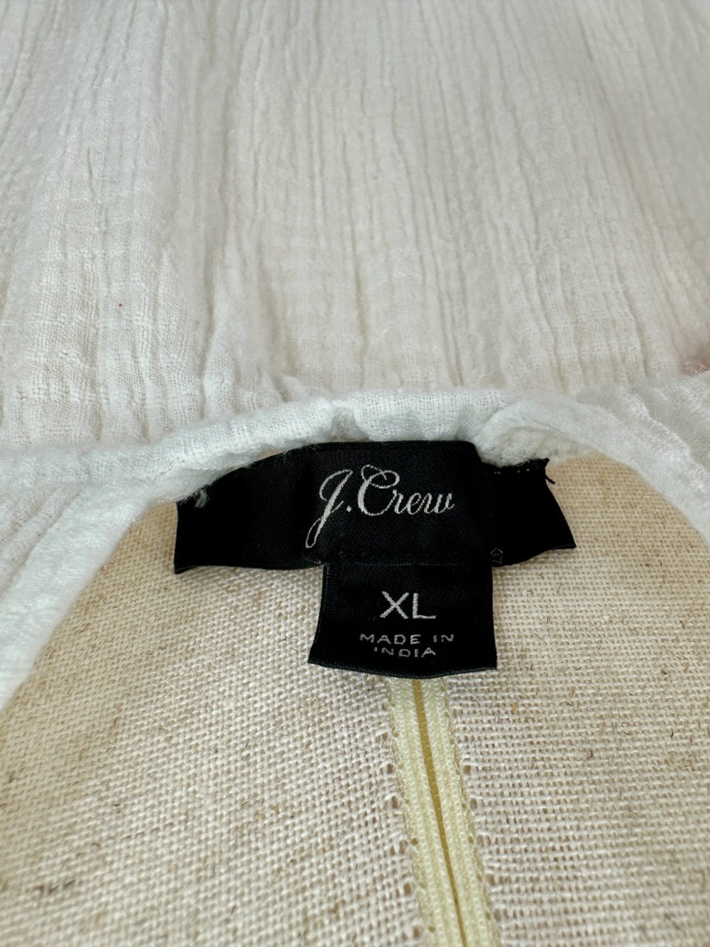 J. Crew Deep V-Neck Crinkle Cotton Soft Gauze Midi Dress Beach Cover-Up White XL - Picture 9 of 9